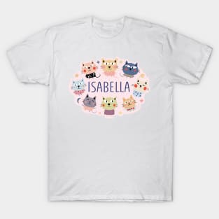 Isabella name with cartoon cats T-Shirt